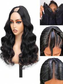 V型假发，真人发，波浪卷发，带夹子，无胶假发，真人发，新手友好型V型假发，无需胶水，无需缝纫，夹式半头假发，女士款，32英寸 - SNatural - 查看 5