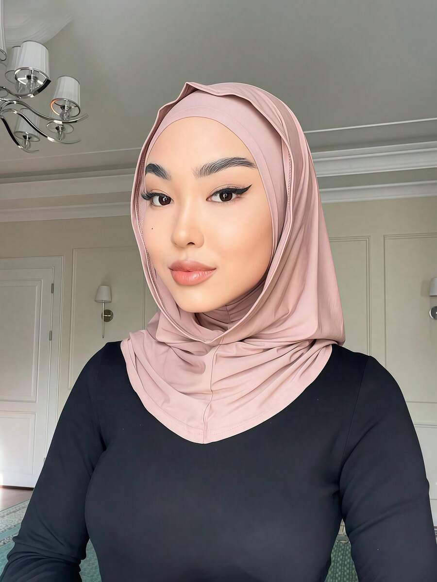 1 chiếc khăn trùm đầu nữ màu trơn kiểu Balaclava, khăn giữ ấm cổ, băng đô co giãn, thoáng khí, thoải mái, co giãn, vành rộng, thấm hút mồ hôi, đa chức năng, khăn thể thao thời trang tối giản, mũ trùm đầu và băng đô đi kèm, thích hợp cho bãi biển, kỳ nghỉ.