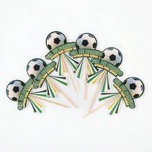 6 pièces/24 pièces Décorations de gâteau thème football, décorations de cupcakes en forme de football, ensemble de décorations de gâteau d'anniversaire thème sportif - multicolore - Voir 4