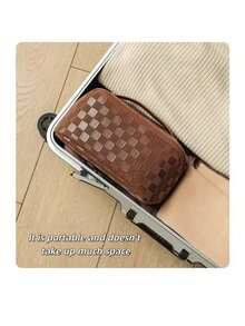 1pc Large Capacity Portable INS New Checkerboard Makeup Bag, Pencil Case, Stationery Box, Convenient Travel Tote - Single Piece - View 8