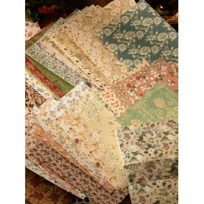60 Sheets Vintage Floral Pattern Scrapbooking Paper, Retro Background Decorative DIY Creative Album Non-Stick Paper