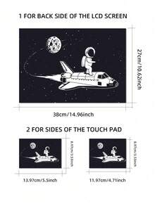宇航员艺术贴纸笔记本电脑保护套，防水防刮自粘乙烯基材质，兼容大多数笔记本电脑，太空主题地球和月球设计，笔记本电脑配件 - 查看 8