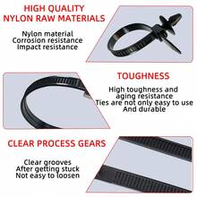 YONGRUN 10/20/50/100PCS Nylon Zip Tie Push In Wire Harness Zip Tie Fixing Clip Self-Locking Nylon Zip Tie Automotive Cable Management Fastening Zip Tie Automotive Accessories - A - View 3