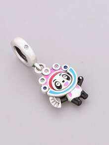 1 buah Liontin Gantung Panda Gaya Opera Perak Sterling 925, Aksesori Budaya Cina DIY, Hadiah, Unisex - Perak - View 4