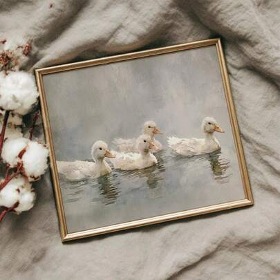 1 pieza Decoración de pintura vintage de Pascua con tonos suaves, adecuada para el estilo de granja, aplicable para la decoración del hogar, la decoración de la habitación, la decoración del dormitorio, la decoración de la sala de estar, la decoración del baño, la decoración de la pared, disponible con marco