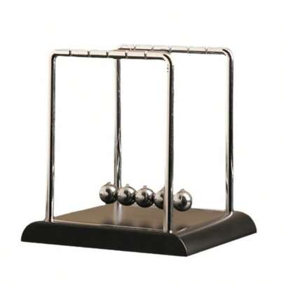 牛顿摆平衡球，黑色底座摆动球，趣味科学物理学习配件，缓解焦虑套装，桌面玩具，办公家居装饰 - 生日、圣诞节、派对礼物