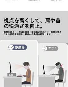 長さ55CM*幅20CM デスクトップパソコン用高さ調整スタンド モニタースタンド オフィスワークステーション用ディスプレイ棚 デスクトップ収納 カーブエッジ - チェックする 3