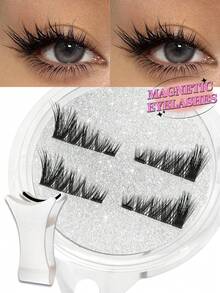 Waloshow Magnetic Fake Eyelashes Set (With Eyelash Curler) - Reusable, Professional Makeup Tool, Alcohol-Free, Odorless Plastic Material, Eyelash Set - Multicolor - View 11