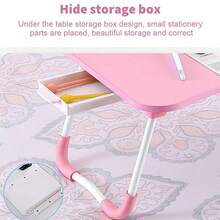 Folding Laptop Table Stand Bed Tray Sofa Lap Computer Desk Notebook Breakfast UK - Pink - View 9
