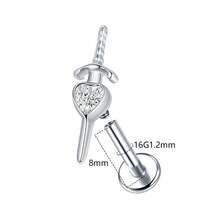 1pc Titanium Heart Zirconia Tragus Helix Piercing Internally Threaded Stud Earrings Ear Cartilage Jewelry For Women - TC357 - View 3