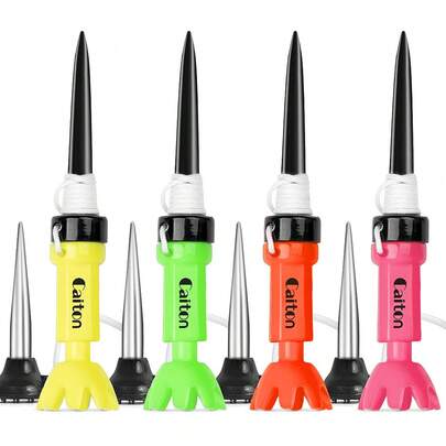  Caiton 1/4-Piece Golf Tee - High-Quality Materials, Strong Magnetic Design, Adjustable Height 78mm-88mm, Eight-Prong Structure, Available In A Variety Of Colors (Green, Rose Red, Orange, Yellow), Suitable For Golfers And Enthusiasts.