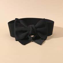 1件装女士蝴蝶结弹力腰带，休闲连衣裙配饰 - 黑色 - 查看 7