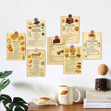 Bộ 20 bưu thiếp công thức làm món tráng miệng cổ điển - Bộ tranh ghép công thức làm món tráng miệng minh họa kèm hướng dẫn từng bước để trang trí nhà bếp - Món quà dành cho người đam mê làm bánh. - A - Xem 6