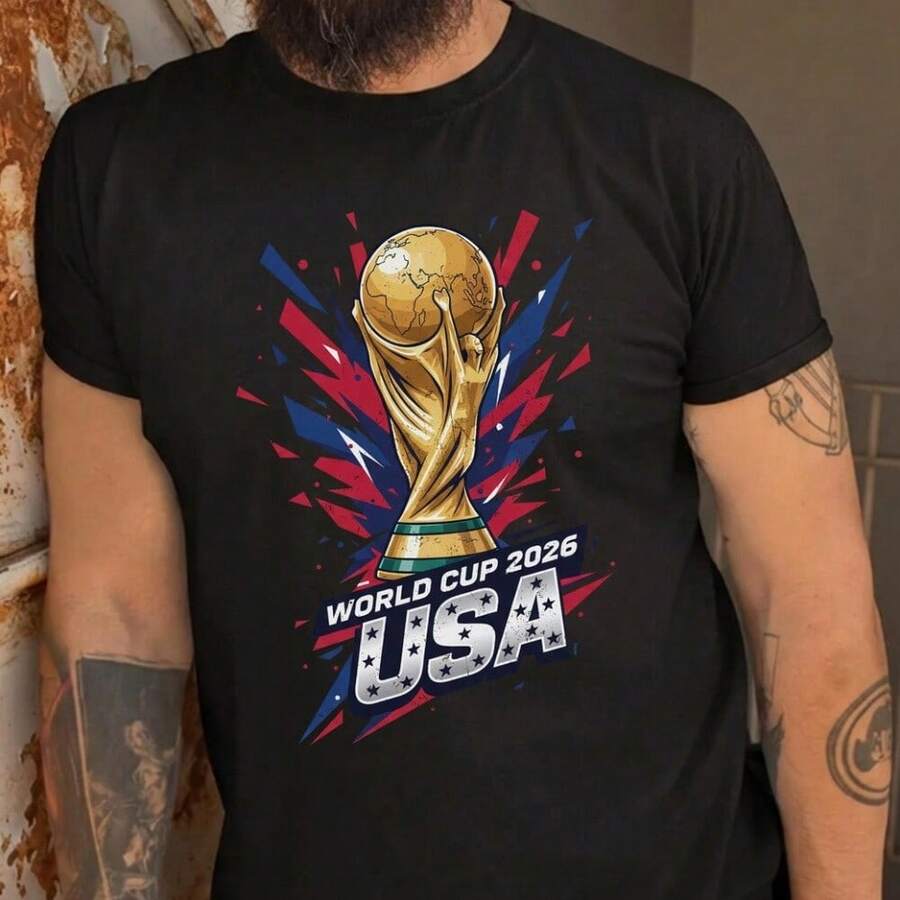 2026 World Cup USA T-Shirt – Political Soccer Fan Tee, Soccer Fan Graphic Shirt - 黑色 - 查看 1