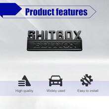SHITBOX Edition Emblem Car Decal 3D Metal Auto Front Hood Letter Badge With Strong Adhesive Universal Fender Badge Sticker Vehicle Exterior Decor Accessories For Car SUV Black - Black - 查看 3