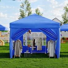 Carpa Plegable Ajustable 3m x 6m con 6 Laterales – Gazebo Impermeable para Fiestas con 3 Alturas – Kit Completo: Bolsas de Peso, Estacas, Cuerdas y Bolsa con Ruedas – Ideal para Camping, Bodas y Event - azul - Ver 5