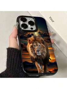 UE (DE et ES) Coques de téléphone avec motif coucher de soleil et lion majestueux, protection complète, anti-chute renforcé, étui TPU souple avec grands trous antichoc, étui premium élégant convenant aux séries 16/16Plus/16Pro/16ProMax/15Plus/15Pro/15/14Plus/14ProMax/14Pro/14/13Pro/13/12Pro/12ProMax/12/11ProMax/11/X/XsMax/XR. Cadeau parfait pour les anniversaires des hommes ou de la famille. - Noir - Voir 3