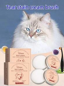 Pet Tear Stain Prevention Balm, Includes Professional Brush, Dog & Cat Eye Care, Natural Anti-Tear, Pet Tear Stain Cleaning Balm - Cleans And Cares For Pet Cat And Dog Tear Stains - Apricot - View 3
