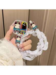 Shockproof Cat Themed Charger And Cable Protective Set, Durable 40W Apple Charging Cable Protector Case, Anti Breakage Cable Organizer, Compatible With IPhone 17/16/15/13/14 Chargers, Women's Day Gift - Clear - View 2