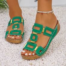 Large Solid Color Slippers For Women, New Fish Mouth, Thick Sole, Fashionable Belt Buckle, One Line Cool Slippers, Beach Item - 黑色 - 查看 11