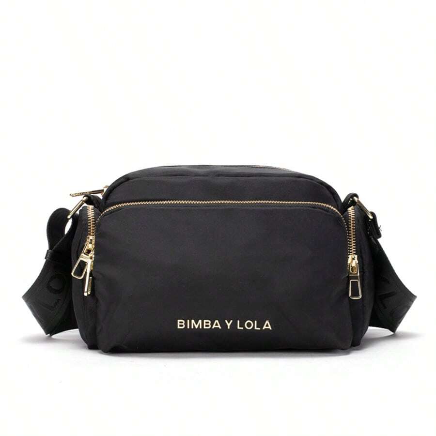 LOLA Women's Shoulder Bag, BIMBA Shoulder Bag, Mother-Daughter Bag, Small Square Bag, Waterproof Women's Bag With Zipper. - 金標黑色黑帶黑字 - 查看 1