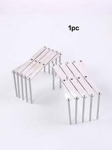 1pc Stainless Steel Dish Rack, Creative Foldable Stretchable Dish Drying Rack For Kitchen - Silver - View 10