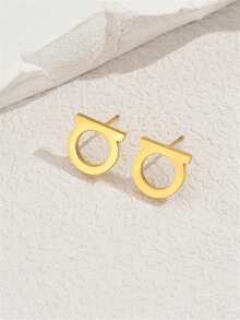 1 Pair Geometric Symbol Minimalist European And American Minimalist Style Women Hoop Earrings - Geometry - View 3