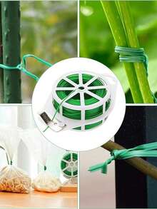 1 pieza Atador de plantas de jardín con cortador, 20 metros de ataduras de plantas de plástico verde para jardín, sujetadores reutilizables para plantas trepadoras, suministros de jardinería para entrenamiento y organización de plantas - 1 unidad verde - View 2