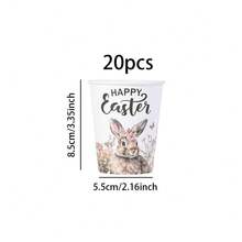 10pcs/20pcs/30pcs/60pcs Easter Party Tableware, 7-Inch And 9-Inch Easter Paper Plates, 9oz Paper Cups With Spring Floral And Pastel Patterns, Disposable Bunny Easter Plates And Cups, Happy Easter Spring Bunny Decorations - Type B - View 16