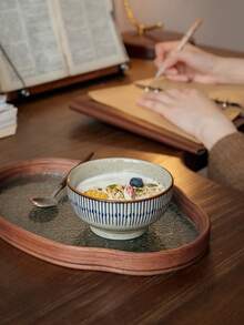 1/2/4件入 日式釉下彩芝麻釉復古陶瓷飯碗，家用小巧精緻碟形碗口飯碗，適合日常家庭用餐、廚房、餐廳、聚會使用，復古魅力飯碗 - 彩色 - 查看 9