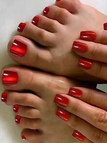 中号猫眼红色指甲油套装，适合女士夏季佩戴，也可作为母亲节礼物，随机果冻凝胶发货 - 紅色 - 查看 1