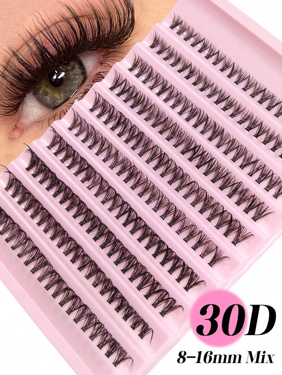 200 Pcs Cluster Individual Eyelashes 8mm-16mm D Curl 30D Natural Look Lashes Extension DIY Makeup Tool Natural & Dramatic Look Lash Clusters, Eyelash Clusters, Individual Eyelashes, Lashes, Fake Lashes