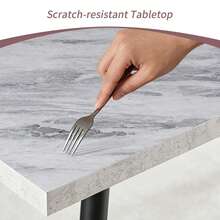 AINPECCA Dining Table With Black Metal Legs Kitchen Table (Marble Effect Top, 120 * 70cm) - 白色 - 查看 8