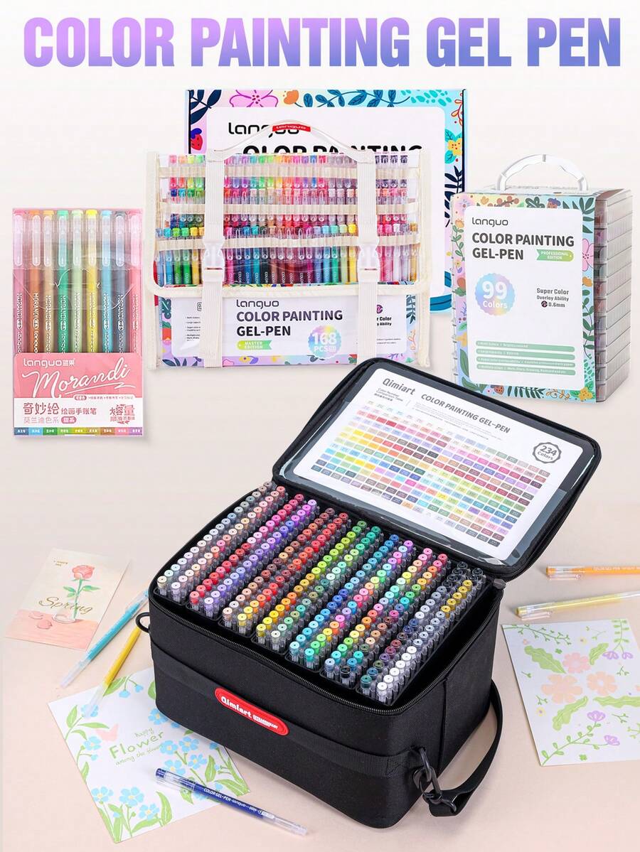 252pcs Multicolor Ballpoint Pen Set, 234 Colors, Quick-Drying Smooth Writing, Large Capacity Stackable Colored Markers 0.6mm, Ideal For Professional Art Projects