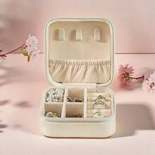 个性化手写名字心形首饰盒 - 定制米色布衬旅行收纳盒，拉链封口，柔软衬垫 - 伴娘邀请礼物、母亲节生日礼物、女士首饰盒、经典设计、高品质衬里、婚礼派对首饰盒 - 彩色 - 查看 8