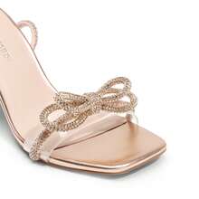 Women Rhinestone Bowknots Stiletto Heeled Sandal Fashion Open Square Toe Adjustable Ankle Strap Dress Shoes For Wedding Party Prom - Rượu sâm banh - Xem 5