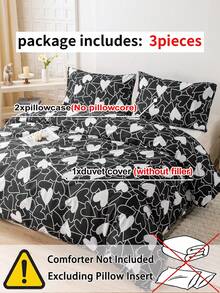 三件套床上用品，四季皆宜，超柔软抗起球亲肤面料，家用纺织品，卧室装饰，包含1个被套和2个枕套（不含被芯），时尚卧室家居装饰，适用于双人床/标准双人床/加大双人床/特大双人床，可机洗，多种颜色可选，浪漫情人节礼物之选——心形图案被套 - 彩色 - 查看 10