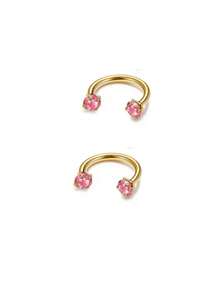 2Pcs U Shape Horseshoe Nose Ring Stainless Steel With Double Head Zirconia, Piercing Jewelry For Women Men, Septum Rings Lip Piercing Eyebrow Piercing Belly Button Piercing Gauges, Summer Festival Prom Accessories Adult Gifts - Multicolor - View 14