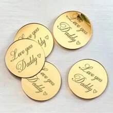 5个/10个/20个金色亚克力“Feliz Dia Papa Best DAD Ever/LOVE YOU Daddy”纸杯蛋糕装饰插牌，适合父亲节生日派对蛋糕装饰 - 彩色 - 查看 2