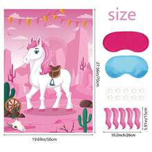 Juego de "Poner la cola al caballo" con 30 colas, póster grande de caballo vaquero estilo western para recuerdos de fiesta vaquera, fiesta de cumpleaños western, suministros de fiesta de carnaval - Ver 8