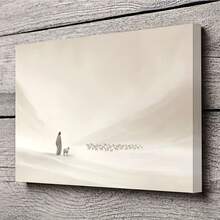 1 Pc Canvas Painting,An Artwork, A 2D Flat Piece Titled "Jesus Leaving 99 Lost Sheep To The Shepherd". Canvas Painting - Religious Wall Art. Jesus, The Shepherd, And 99 Sheep. Soft Tones Of Beige And White. Horizontal Decorative Painting. Suitable For Family Churches, Offices, Christmas Gifts, And Office Supplies. , Wooden Framed Art,High Quality ,Thickness 2.25cm/1inch  Wall Art Prints Poster Direct Hanging Decor For Home Gifts,Living Room, Bathroom, Bedroom, Kitchen,Bar,Office - quả mơ - Xem 4