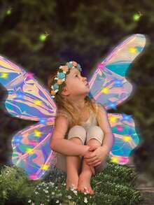 女孩电动翅膀服装玩具，带灯光、音乐和自动拍动翅膀功能，音乐/静音模式，适合角色扮演/派对/主题公园/婚礼/万圣节/圣诞节等场合，需自行组装，配有可调节肩带，是送礼佳品。 - 粉色 - 查看 8