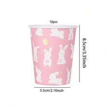 10/20/40/60pcs,Pink Easter Bunny Disposable Paper Cups, Cartoon Rabbit Disposable Paper Cups, Easter Pastel Pink Disposable Paper Cups Cute Happy Easter Bunny Design 9oz Paper Cups For Easter Celebrations Birthdays Gatherings Vibrant Eye-Catching, White Rabbit Paper Cup For Juice Coffee Hot Cold Drink Home Party Supplies - Multicolor - View 8