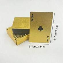 1 Set Matte Gold Dragon PVC Playing Cards, Hardened Waterproof Card Deck, Suitable For Valentine's Day, Thanksgiving, Christmas, Halloween, New Year Celebrations - Gold - View 3