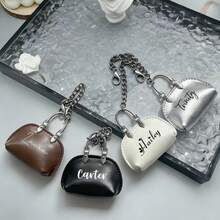 Customized Personalized Mini Handbag Pendant - A Cute Handbag Pendant With A Personalized Name, A Customized Mini Handbag Pendant With A Name - A Fashionable Handbag Pendant Suitable For Handbags, Backpacks And Keys, A Leather Personalized Handbag Pendant With A Silver Chain - Multicolor - View 5