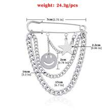 复古风奢华套装 笑脸胸针，时尚星星胸针配饰 - 鋼色 - 查看 2