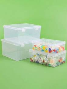 1pc Rectangular Transparent Plastic Fishing Tackle Storage Box, Jewelry Accessory Tool Organizer Box With Flip Cover, Suitable For Electronic Components, Hardware Parts, Toy Parts, Small Items And Household Goods Storage And Organization - Clear - View 3