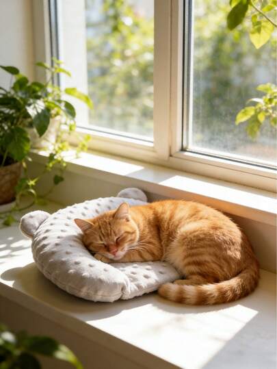 1 Piece Of Soft, Multi-Colored Plush Bear Ear Pet Pillow, A Comfortable Small Sleeping Mat For Cats And Dogs, Suitable For All Seasons.