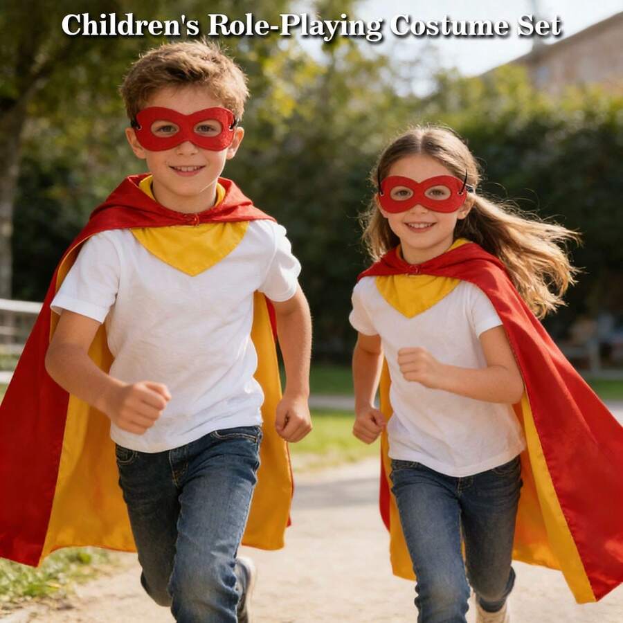 Kids Superhero Cape Set, Includes Superhero Cape And Mask, Halloween Costume Set, Party Dress Up, Boys Superhero Costume, Masked Hero Cape, Unisex, Great Children's Birthday Gift, Surprise Holiday Gift, Party Favor, Halloween Gift