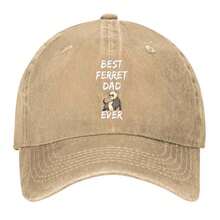 Best Ferret Dad Ever Vintage Washed Baseball Cap - 卡其色 - 查看 1